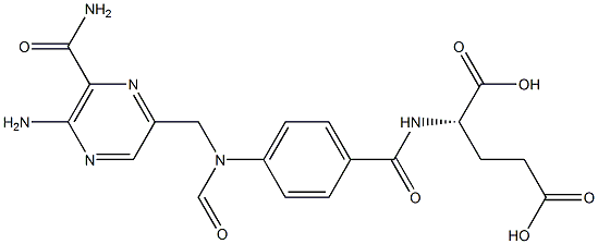 (2S)-2-[4-[N-(5-Amino-6-carbamoyl-2-pyrazinylmethyl)-N-formylamino]benzoylamino]glutaric acid Struktur