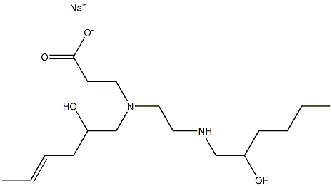 N-(2-ヒドロキシ-4-ヘキセニル)-N-[2-(2-ヒドロキシヘキシルアミノ)エチル]-β-アラニンナトリウム 化学構造式