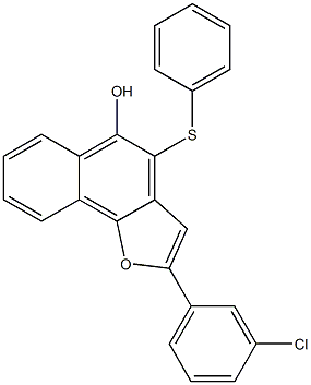 4-フェニルチオ-2-(3-クロロフェニル)ナフト[1,2-b]フラン-5-オール 化学構造式