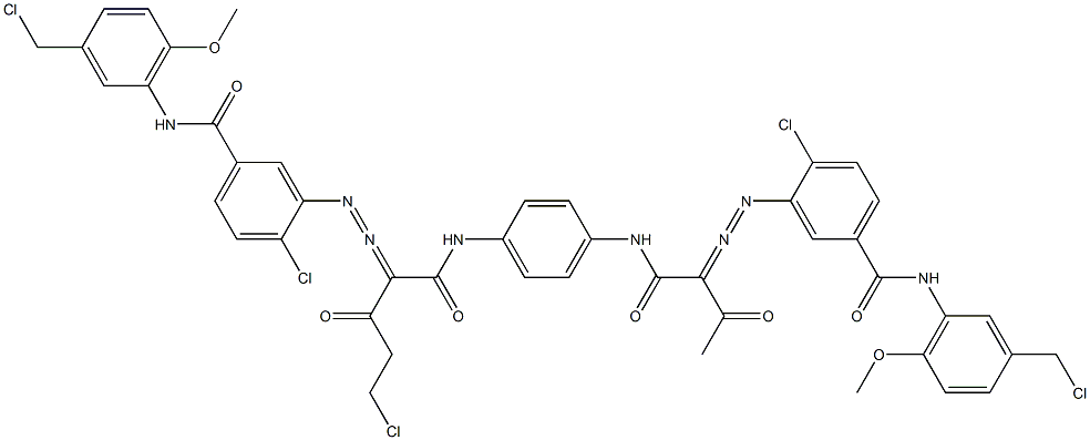 3,3'-[2-(Chloromethyl)-1,4-phenylenebis[iminocarbonyl(acetylmethylene)azo]]bis[N-[3-(chloromethyl)-6-methoxyphenyl]-4-chlorobenzamide],,结构式