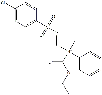 N-Ethoxycarbonyl-N-methyl-N-(4-chlorophenylsulfonyliminomethyl)benzenaminium Structure