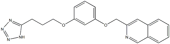 3-[3-[3-(1H-テトラゾール-5-イル)プロポキシ]フェノキシメチル]イソキノリン 化学構造式