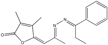 5-[2-[2-(1-フェニルプロピリデン)ヒドラゾノ]プロピリデン]-3,4-ジメチルフラン-2(5H)-オン 化学構造式
