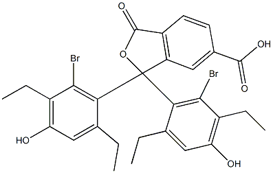 1,1-ビス(6-ブロモ-2,5-ジエチル-4-ヒドロキシフェニル)-1,3-ジヒドロ-3-オキソイソベンゾフラン-6-カルボン酸 化学構造式