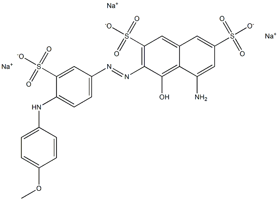 5-Amino-3-[4-(p-anisidino)-3-sulfophenylazo]-4-hydroxy-2,7-naphthalenedisulfonic acid trisodium salt,,结构式