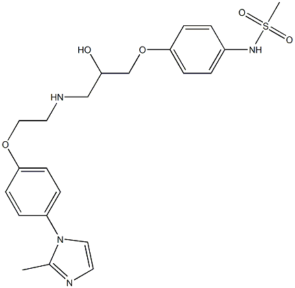 N-[4-[2-ヒドロキシ-3-[2-[4-(2-メチル-1H-イミダゾール-1-イル)フェノキシ]エチルアミノ]プロピルオキシ]フェニル]メタンスルホンアミド 化学構造式