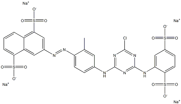 3-[4-[4-クロロ-6-(2,5-ジスルホアニリノ)-1,3,5-トリアジン-2-イルアミノ]-2-メチルフェニルアゾ]-1,5-ナフタレンジスルホン酸四ナトリウム 化学構造式