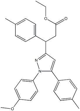 3-(4-Methylphenyl)-3-[[1-(4-methoxyphenyl)-5-(4-methylphenyl)-1H-pyrazol]-3-yl]propanoic acid ethyl ester,,结构式