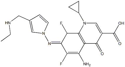 1,4-ジヒドロ-1-シクロプロピル-6,8-ジフルオロ-5-アミノ-7-[3-[(エチルアミノ)メチル]ピロリジン-1-イル]-4-オキソキノリン-3-カルボン酸 化学構造式