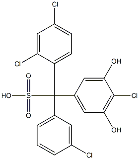 (3-クロロフェニル)(2,4-ジクロロフェニル)(4-クロロ-3,5-ジヒドロキシフェニル)メタンスルホン酸 化学構造式