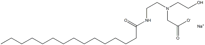 N-(2-ヒドロキシエチル)-N-[2-(ペンタデカノイルアミノ)エチル]アミノ酢酸ナトリウム 化学構造式