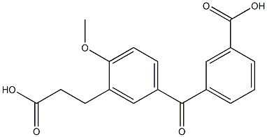 5-(3-カルボキシベンゾイル)-2-メトキシベンゼンプロパン酸 化学構造式