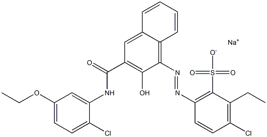 3-クロロ-2-エチル-6-[[3-[[(2-クロロ-5-エトキシフェニル)アミノ]カルボニル]-2-ヒドロキシ-1-ナフチル]アゾ]ベンゼンスルホン酸ナトリウム 化学構造式