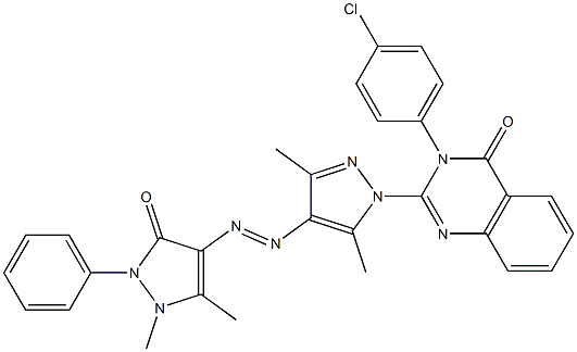 3-(4-Chlorophenyl)-2-[3,5-dimethyl-4-[[(1,5-dimethyl-2,3-dihydro-2-phenyl-3-oxo-1H-pyrazol)-4-yl]azo]-1H-pyrazol-1-yl]quinazolin-4(3H)-one Structure