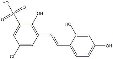 3-[(2,4-ジヒドロキシベンジリデン)アミノ]-2-ヒドロキシ-5-クロロベンゼンスルホン酸 化学構造式