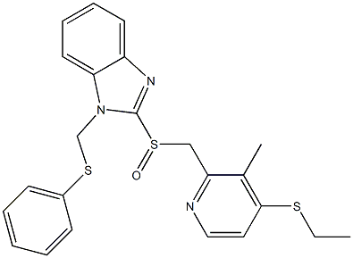 1-Phenylthiomethyl-2-[(4-ethylthio-3-methyl-2-pyridinyl)methylsulfinyl]-1H-benzimidazole,,结构式