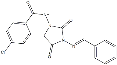 N-(3-(Benzylideneamino)-2,4-dioxoimidazolidin-1-yl)-4-chlorobenzamide,,结构式