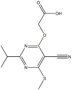 [2-イソプロピル-5-シアノ-6-メチルチオ-4-ピリミジニルオキシ]酢酸 化学構造式