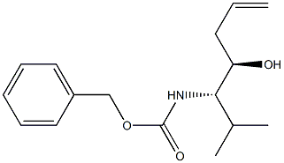(4R,5S)-5-[(ベンジルオキシカルボニル)アミノ]-6-メチル-1-ヘプテン-4-オール 化学構造式