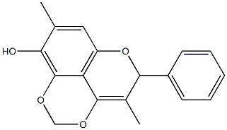 4,8-ジメチル-5-フェニル-5H-ピラノ[4,3,2-de]-1,3-ベンゾジオキシン-9-オール 化学構造式