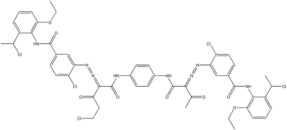 3,3'-[2-(Chloromethyl)-1,4-phenylenebis[iminocarbonyl(acetylmethylene)azo]]bis[N-[2-(1-chloroethyl)-6-ethoxyphenyl]-4-chlorobenzamide] Structure