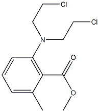 6-[ビス(2-クロロエチル)アミノ]-o-トルイル酸メチル 化学構造式