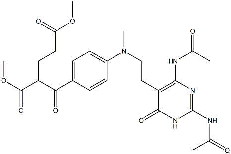 2-[4-[N-[2-[[2,6-Bis(acetylamino)-3,4-dihydro-4-oxopyrimidin]-5-yl]ethyl]-N-methylamino]benzoyl]glutaric acid dimethyl ester Structure