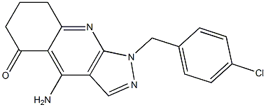 1-(4-Chlorobenzyl)-4-amino-1,6,7,8-tetrahydro-5H-pyrazolo[3,4-b]quinolin-5-one,,结构式