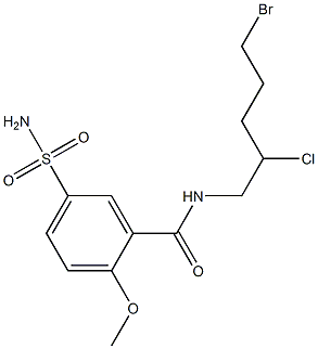 N-(5-Bromo-2-chloropentyl)-2-methoxy-5-sulfamoylbenzamide Struktur