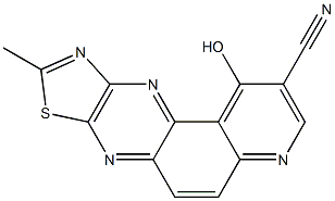 1-ヒドロキシ-9-メチルピリド[3,2-f]チアゾロ[5,4-b]キノキサリン-2-カルボニトリル 化学構造式