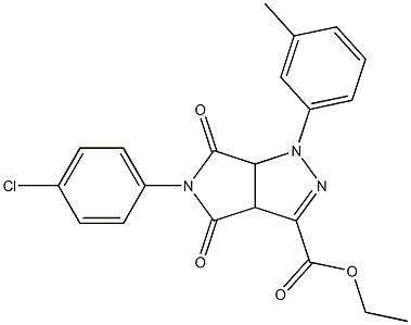 1,3a,4,5,6,6a-ヘキサヒドロ-4,6-ジオキソ-5-(4-クロロフェニル)-1-(3-メチルフェニル)ピロロ[3,4-c]ピラゾール-3-カルボン酸エチル 化学構造式