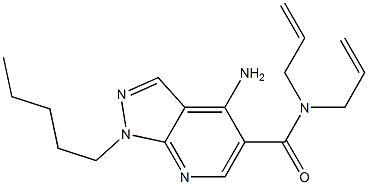 1-ペンチル-4-アミノ-N,N-ジ(2-プロペニル)-1H-ピラゾロ[3,4-b]ピリジン-5-カルボアミド 化学構造式