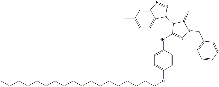 1-Benzyl-4-(5-methyl-1H-benzotriazol-1-yl)-3-(4-octadecyloxyanilino)-5(4H)-pyrazolone Structure