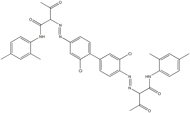 4,4'-ビス[[1-(2,4-ジメチルフェニルアミノ)-1,3-ジオキソブタン-2-イル]アゾ]-2,3'-ジクロロ-1,1'-ビフェニル 化学構造式