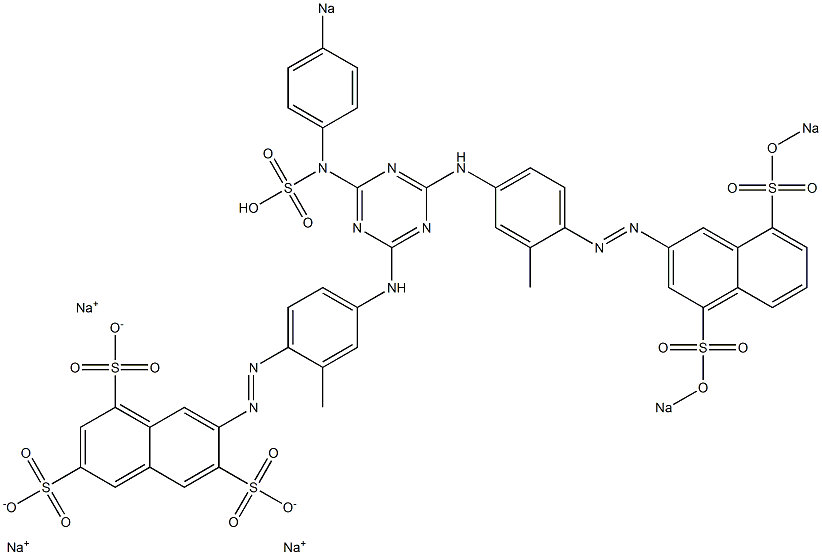 7-[4-[4-[4-[4,8-Di(sodiosulfo)-2-naphtylazo]-3-methylanilino]-6-(p-sodiosulfoanilino)-1,3,5-triazin-2-ylamino]-2-methylphenylazo]-1,3,6-naphthalenetrisulfonic acid trisodium salt Structure