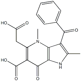 3-Benzoyl-1-carboxymethyl-4,7-dihydro-2,4-dimethyl-7-oxo-1H-pyrrolo[3,2-b]pyridine-6-carboxylic acid,,结构式