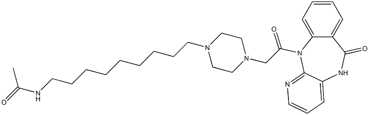 5,11-Dihydro-11-[[4-(9-acetylaminononyl)-1-piperazinyl]acetyl]-6H-pyrido[2,3-b][1,4]benzodiazepin-6-one Structure