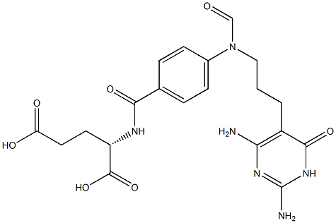 N-[4-[[3-[(2,4-Diamino-1,6-dihydro-6-oxopyrimidin)-5-yl]propyl]formylamino]benzoyl]-L-glutamic acid Structure