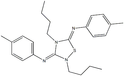 2,4-Dibutyl-3,5-bis[(4-methylphenyl)imino]-1,2,4-thiadiazolidine,,结构式