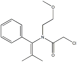 N-[1-(フェニル)-2-メチル-1-プロペニル]-N-[2-メトキシエチル]-2-クロロアセトアミド 化学構造式