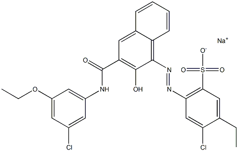 4-Chloro-3-ethyl-6-[[3-[[(3-chloro-5-ethoxyphenyl)amino]carbonyl]-2-hydroxy-1-naphtyl]azo]benzenesulfonic acid sodium salt,,结构式