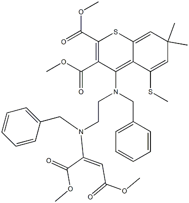 7,7-Dimethyl-5-(methylthio)-4-[benzyl[2-[benzyl[1,2-bis(methoxycarbonyl)ethenyl]amino]ethyl]amino]-7H-1-benzothiopyran-2,3-dicarboxylic acid dimethyl ester|