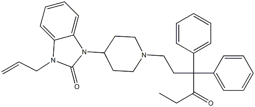 1-Allyl-3-[1-(3,3-diphenyl-4-oxohexyl)-4-piperidyl]-1H-benzimidazol-2(3H)-one Struktur