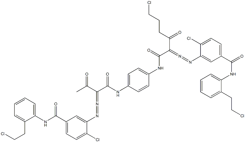 3,3'-[2-(2-Chloroethyl)-1,4-phenylenebis[iminocarbonyl(acetylmethylene)azo]]bis[N-[2-(2-chloroethyl)phenyl]-4-chlorobenzamide],,结构式