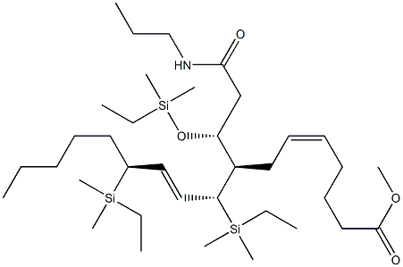 (5Z,8R,9R,10E,12S)-8-[(1R)-1-(Dimethylethylsilyloxy)-2-(N-propylcarbamoyl)ethyl]-9,12-bis(dimethylethylsilyl)-5,10-heptadecadienoic acid methyl ester 结构式
