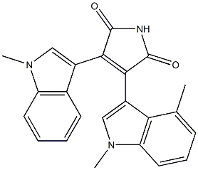 3-(1,4-ジメチル-1H-インドール-3-イル)-4-(1-メチル-1H-インドール-3-イル)-1H-ピロール-2,5-ジオン 化学構造式