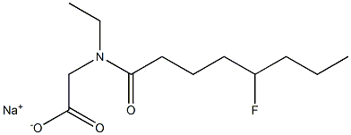 N-Ethyl-N-(5-fluorooctanoyl)glycine sodium salt Structure