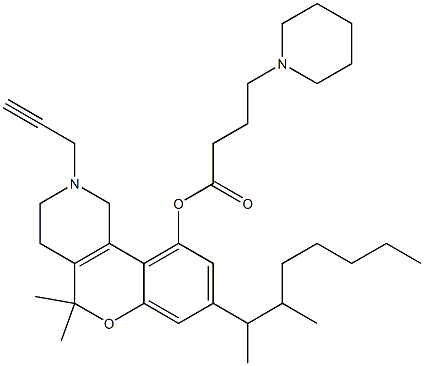 1-Piperidinebutyric acid 8-(1,2-dimethylheptyl)-1,3,4,5-tetrahydro-5,5-dimethyl-2-(2-propynyl)-2H-[1]benzopyrano[4,3-c]pyridin-10-yl ester 结构式