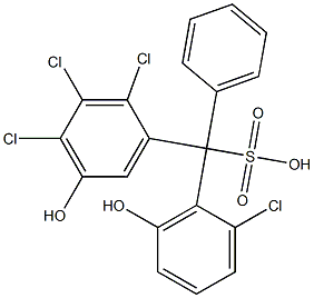 (2-クロロ-6-ヒドロキシフェニル)(2,3,4-トリクロロ-5-ヒドロキシフェニル)フェニルメタンスルホン酸 化学構造式