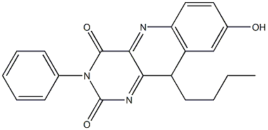 3-フェニル-10-ブチル-8-ヒドロキシピリミド[5,4-b]キノリン-2,4(3H,10H)-ジオン 化学構造式